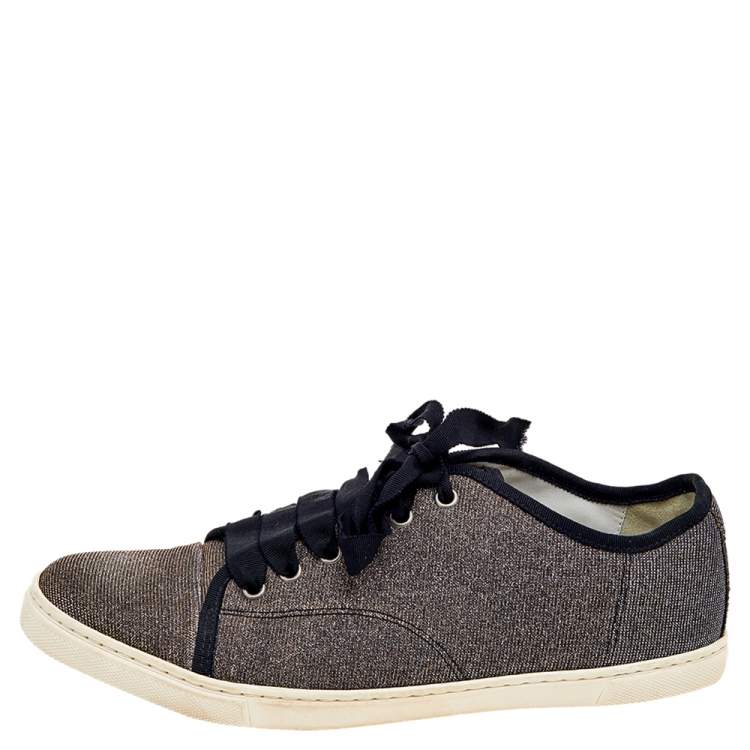 Pre Owned Lanvin Metallic Glitter Fabric Low Top Sneakers Size 40
