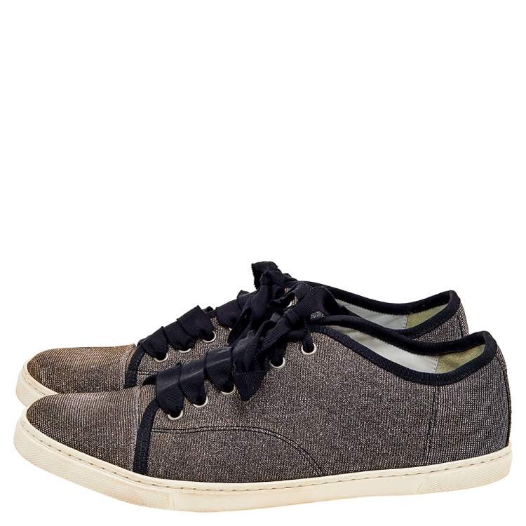 Pre Owned Lanvin Metallic Glitter Fabric Low Top Sneakers Size 40
