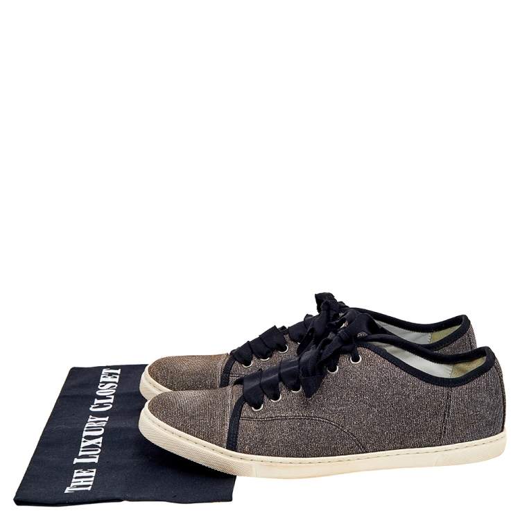 Pre Owned Lanvin Metallic Glitter Fabric Low Top Sneakers Size 40