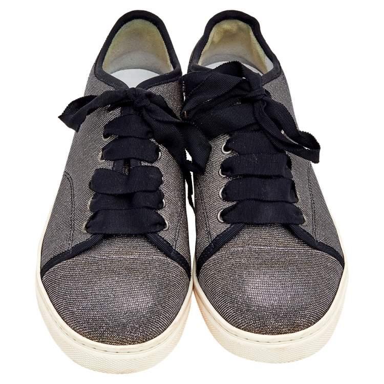 Pre Owned Lanvin Metallic Glitter Fabric Low Top Sneakers Size 40