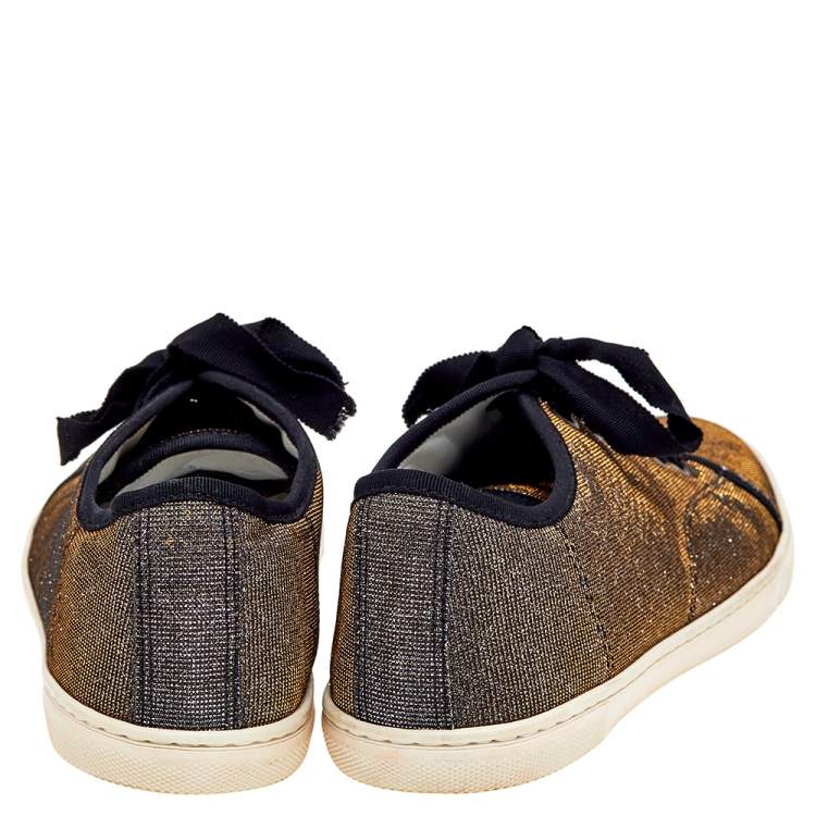 Pre Owned Lanvin Metallic Glitter Fabric Low Top Sneakers Size 40