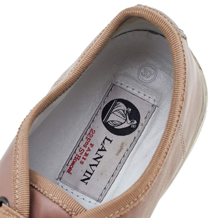 Pre Owned Lanvin Pink Croc Embossed and Leather Low Top Sneakers Size 37