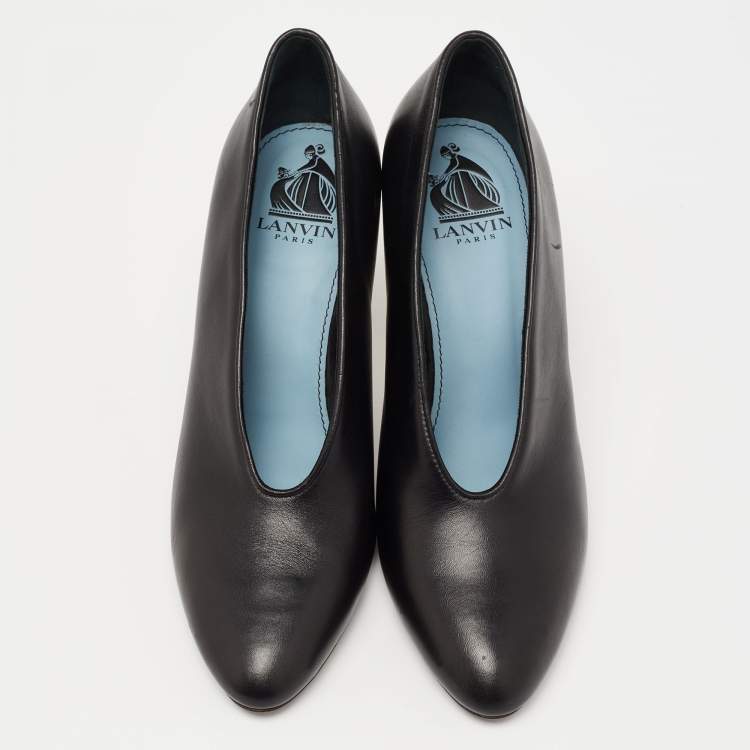 Pre Owned Lanvin Black Leather Pointed Toe  Pumps Size 39
