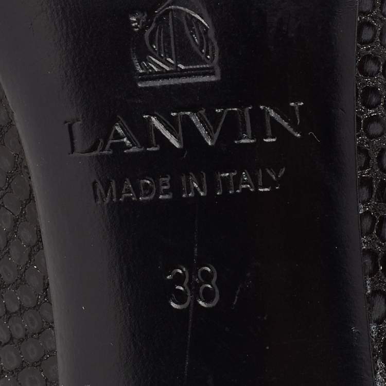 Pre Owned Lanvin Black Leather Embellished  Pumps Size 38