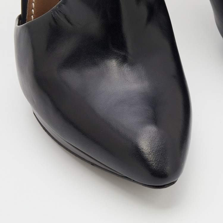 Pre Owned Lanvin Black Leather D'orsay Booties Size 40