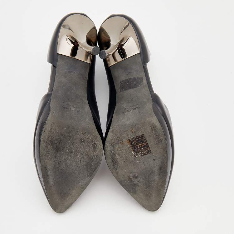 Pre Owned Lanvin Black Leather D'orsay Booties Size 40