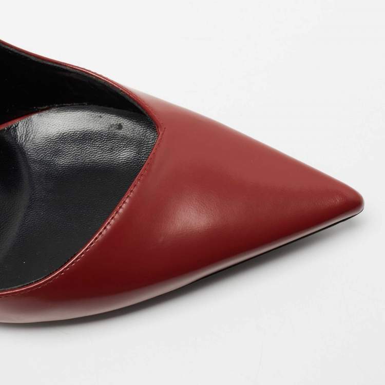 Pre Owned Lanvin Red Leather Pointed Toe D'orsay Pumps Size 38.5