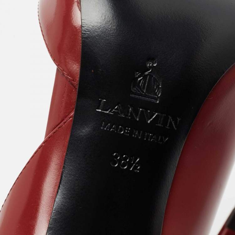 Pre Owned Lanvin Red Leather Pointed Toe D'orsay Pumps Size 38.5
