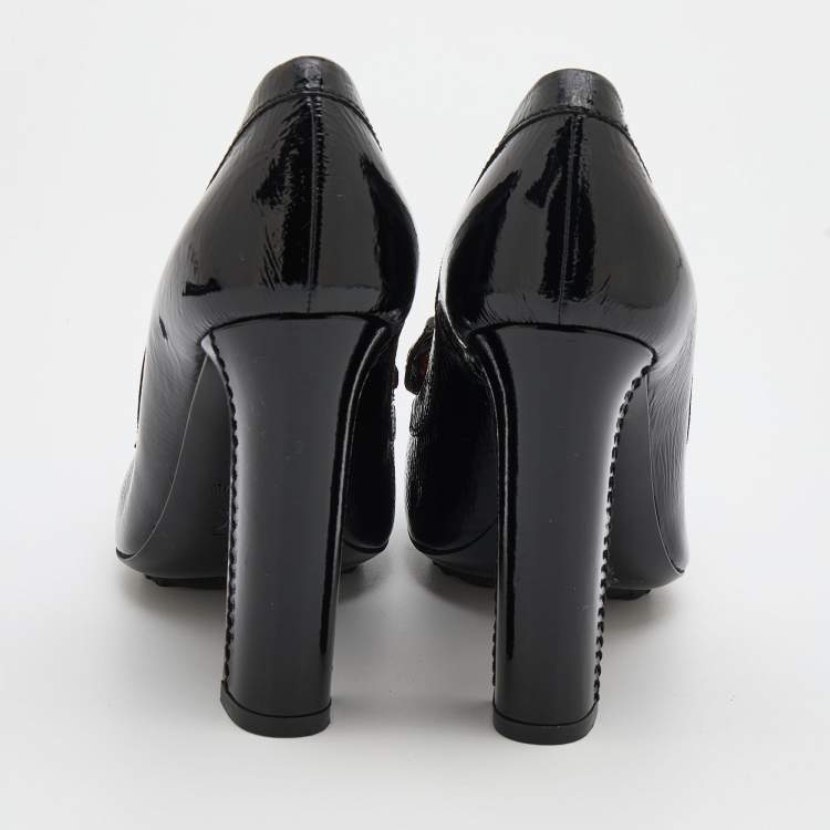 مملوكة مسبقًا Lanvin Black Patent Leather Bow Detail Pumps Size 39
