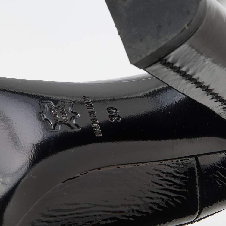 مملوكة مسبقًا Lanvin Black Patent Leather Bow Detail Pumps Size 39