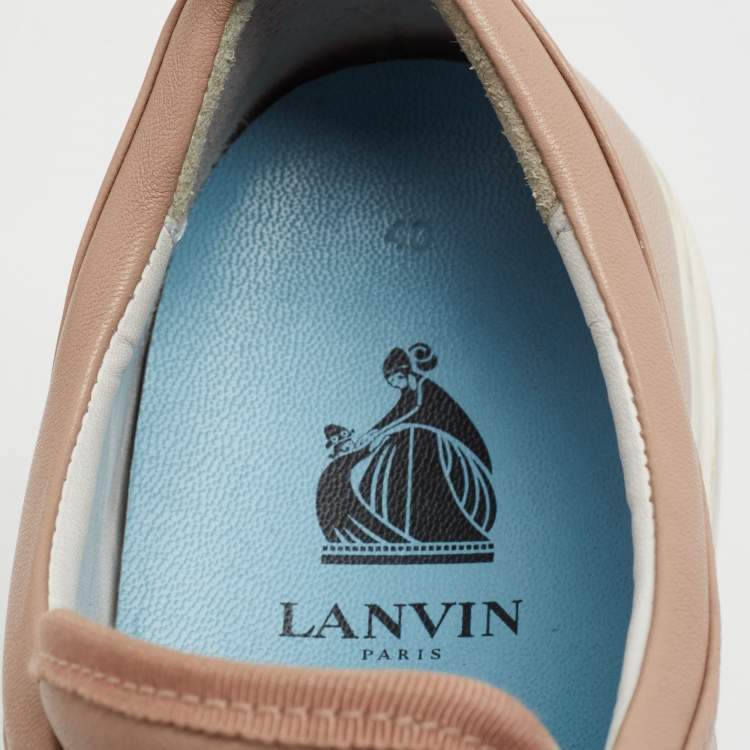 Pre Owned Lanvin Dusty Pink Leather and Patent Cap Toe Low-Top Sneakers Size 40
