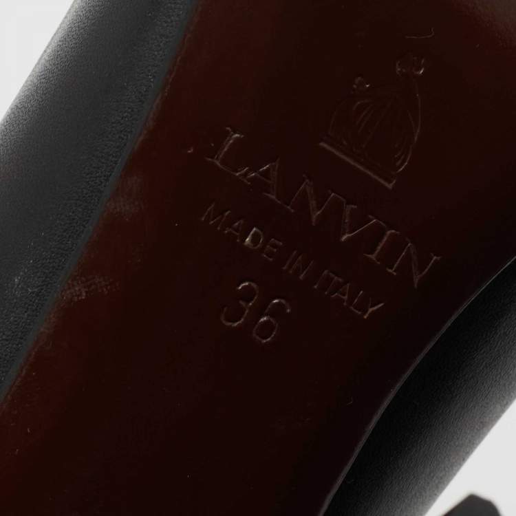Pre Owned Lanvin Black Leather Crystal Embellished Pumps Size 36
