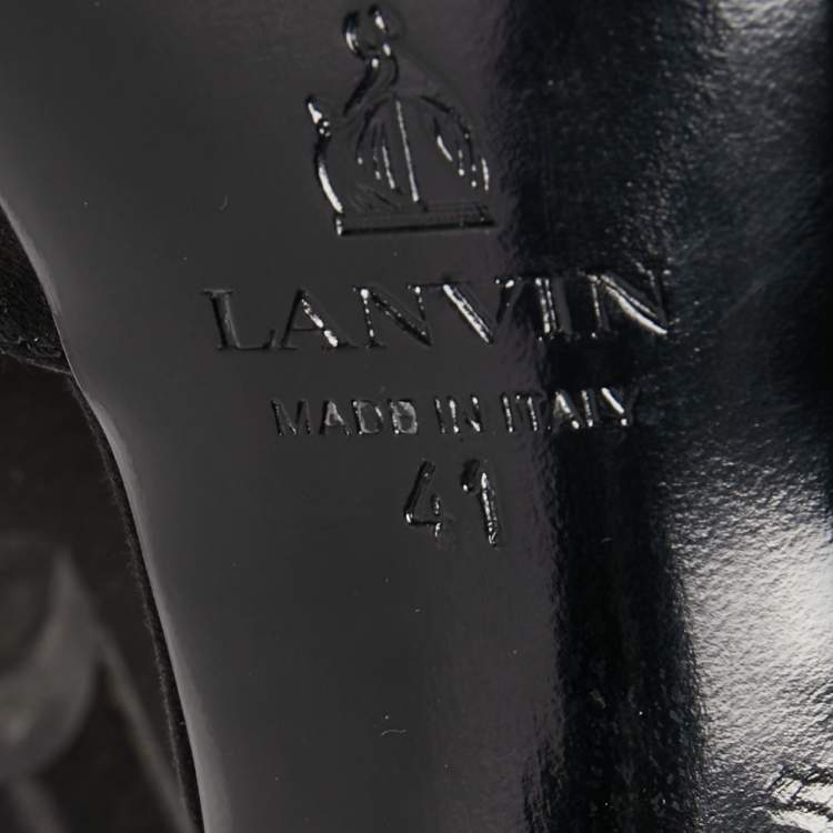 Pre Owned Lanvin Black Satin Bow D'orsay Pumps Size 41