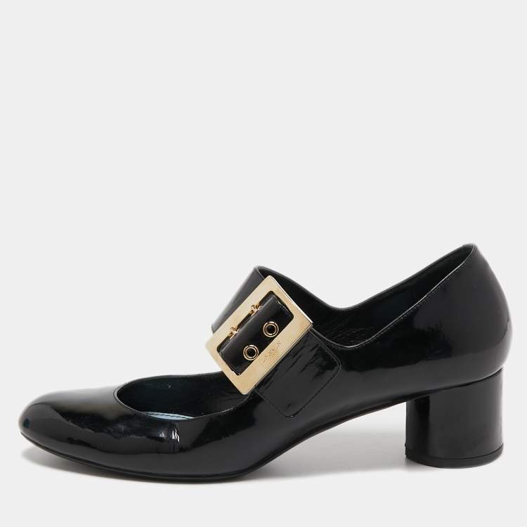 Pre Owned Lanvin Black Patent Leather Mary Jane Pumps Size 38 