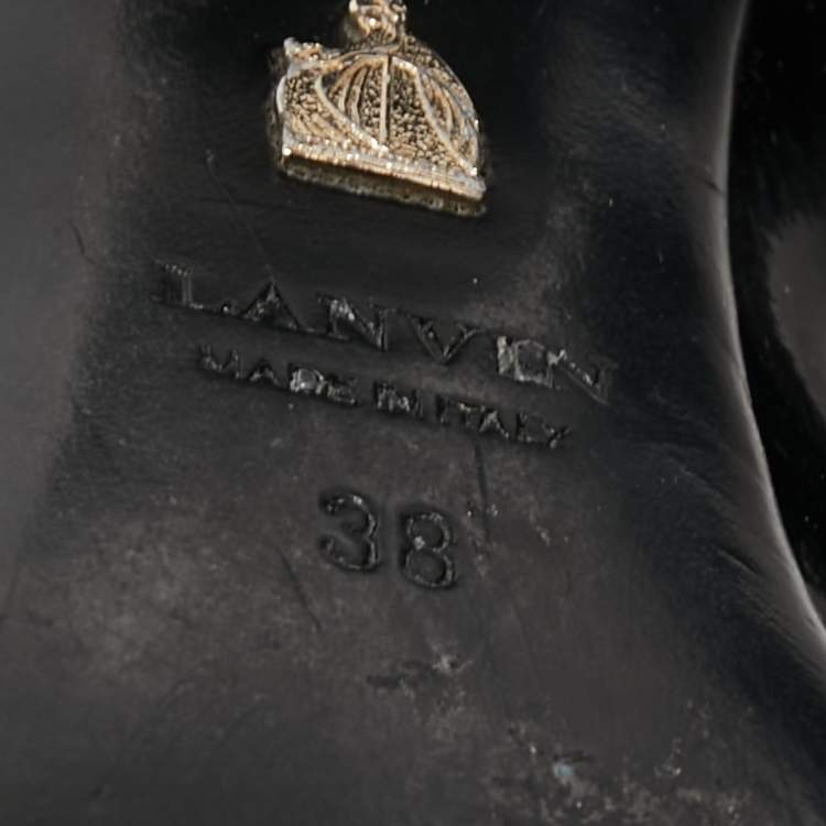 Pre Owned Lanvin Black Patent Leather Mary Jane Pumps Size 38 