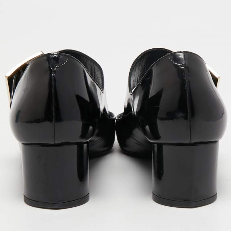Pre Owned Lanvin Black Patent Leather Mary Jane Pumps Size 38 