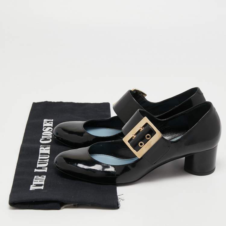 Pre Owned Lanvin Black Patent Leather Mary Jane Pumps Size 38 
