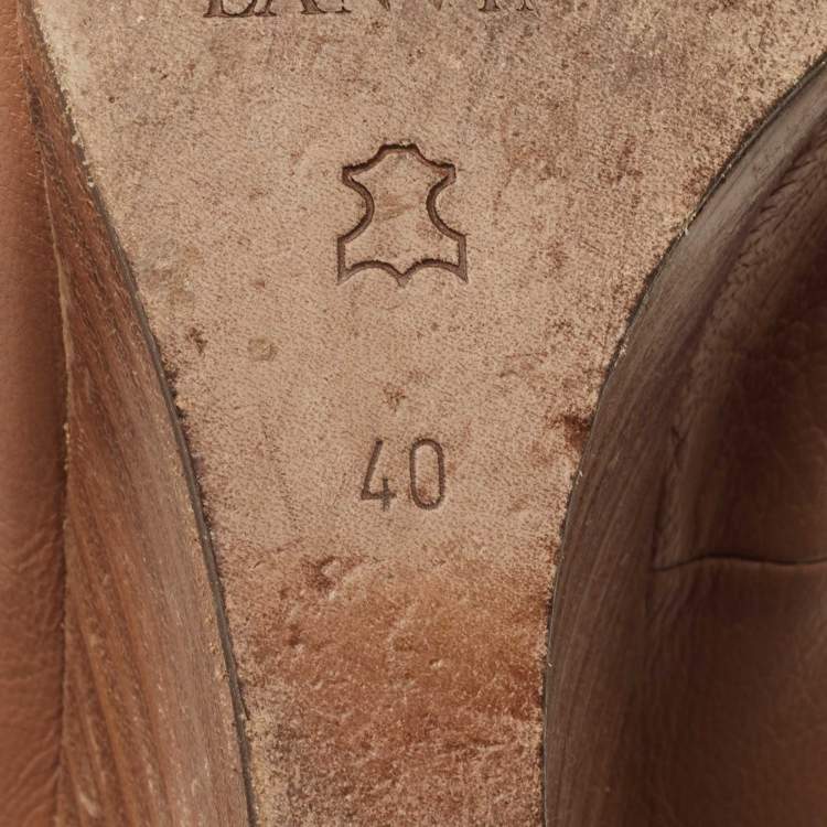 Pre Owned Lanvin Brown Leather Wedge Pumps Size 40