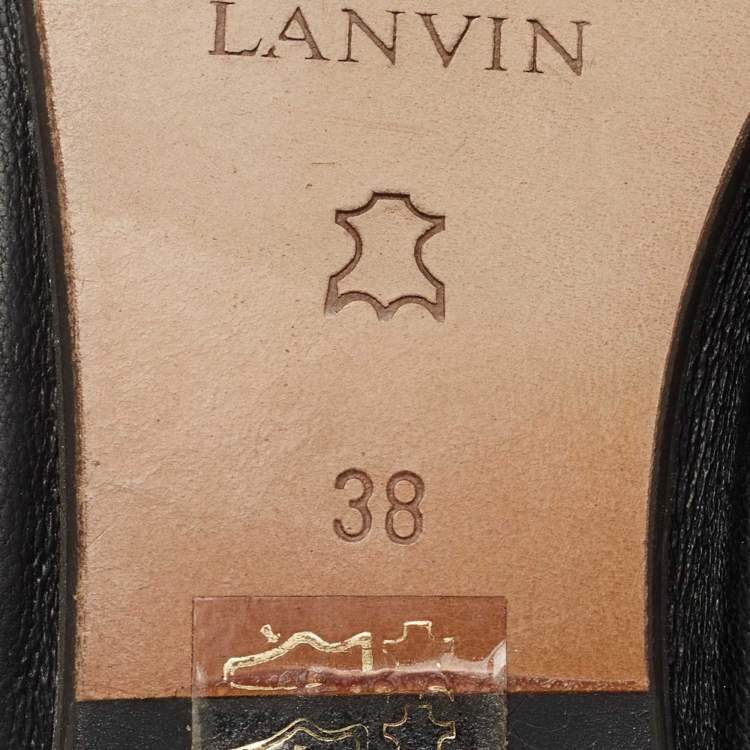 Pre Owned Lanvin Black Leather Tassel Scrunch Smoking Slippers Size 38