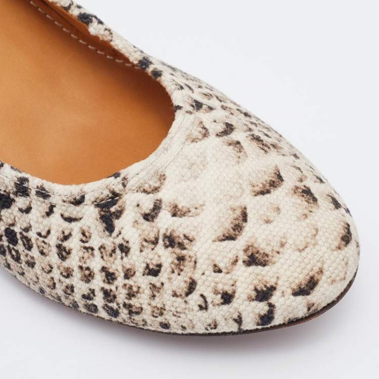 Pre Owned Lanvin Beige/Brown Python Print Canvas Pumps Size 41