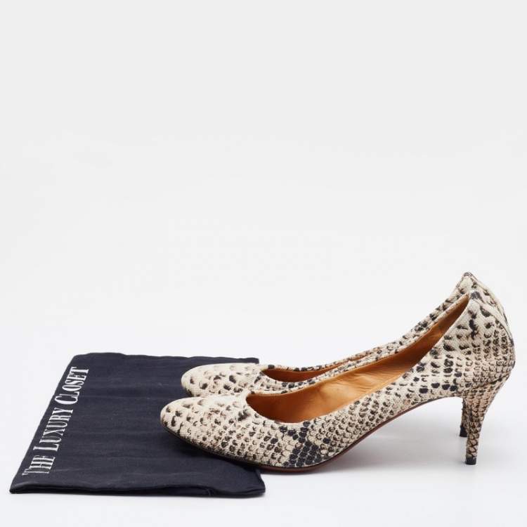 Pre Owned Lanvin Beige/Brown Python Print Canvas Pumps Size 41