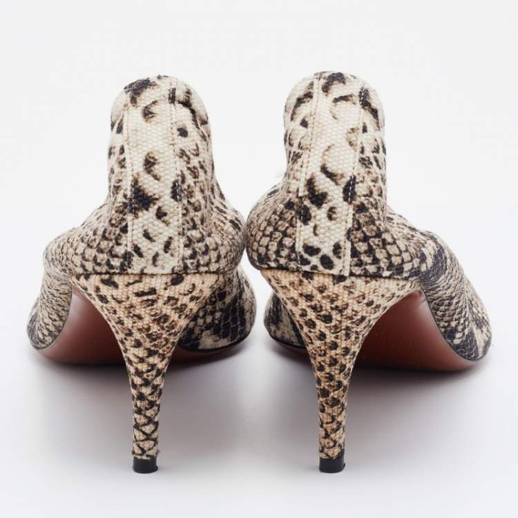 Pre Owned Lanvin Beige/Brown Python Print Canvas Pumps Size 41