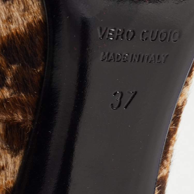 Pre Owned Lanvin Two Tone Leopard Print Calf Hair Pumps Size 37