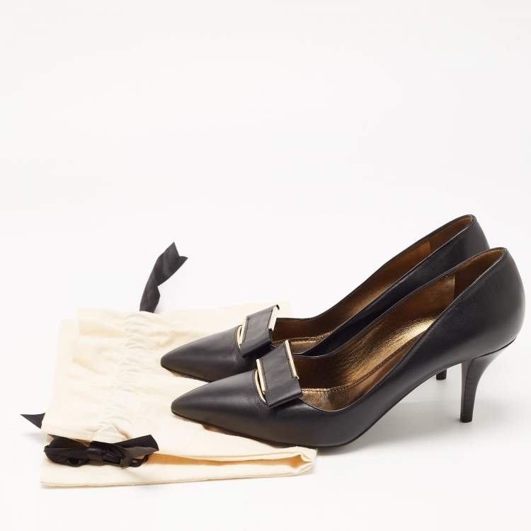 Pre Owned Lanvin Black Leather Pointed Toe Pumps Size 39