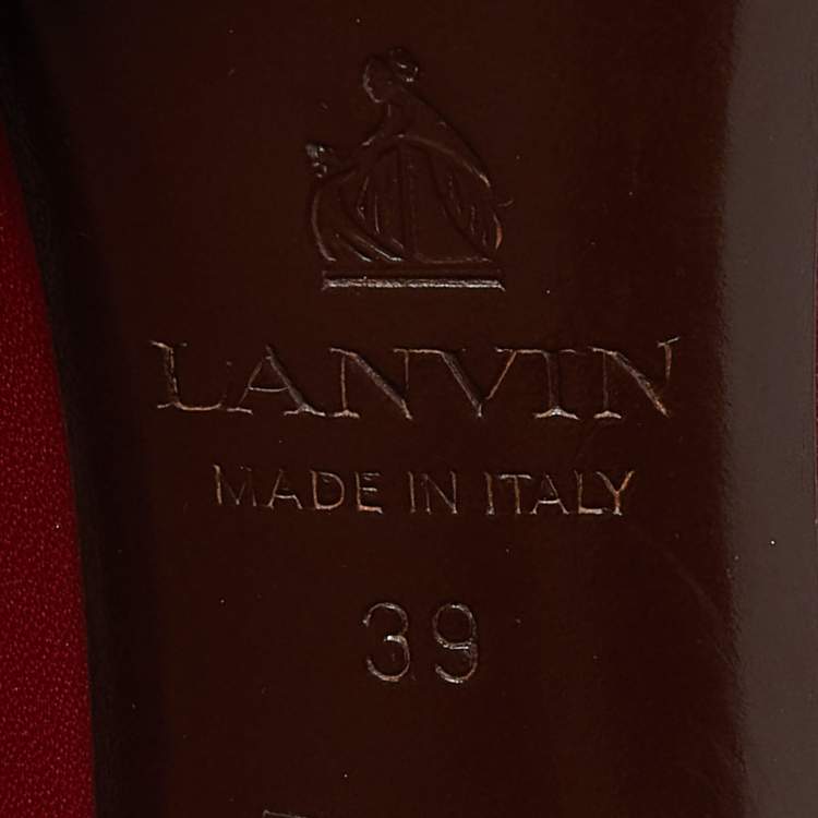 Pre Owned Lanvin Red Leather Bow Pointed Toe Pumps Size 39
