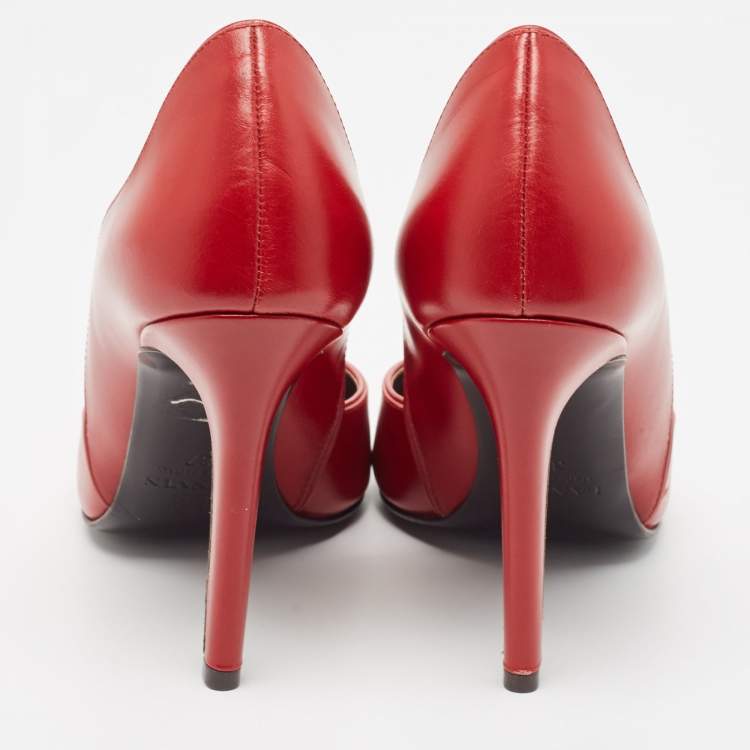 Pre Owned Lanvin Red Leather Pointed Toe Pumps Size 37
