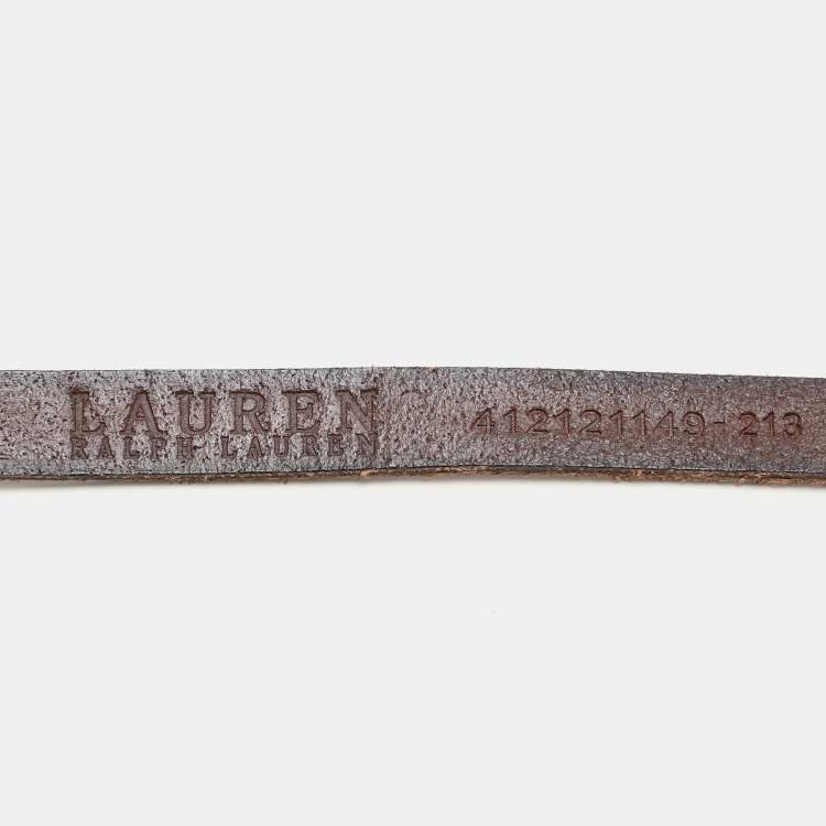 Pre Owned Lauren Ralph Lauren Copper Leather Slim Waist Belt S