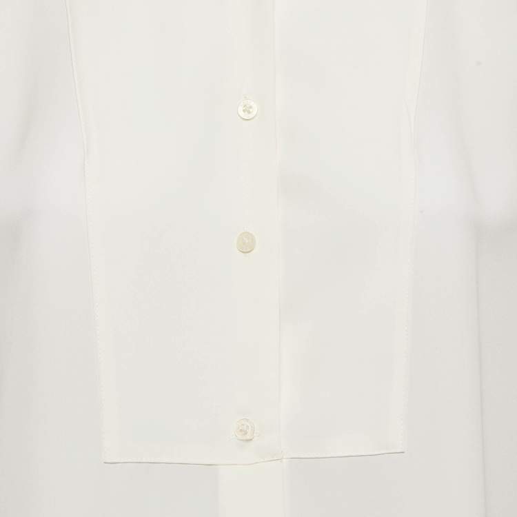 مملوكة مسبقًا Lauren Ralph Lauren Cream Chiffon Button Front Shirt M