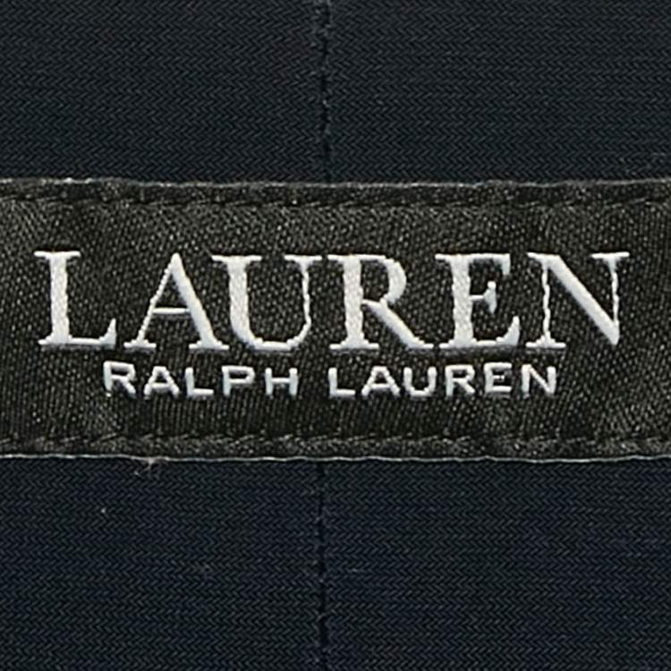 Pre Owned Lauren Ralph Lauren Navy Blue Floral Print Jersey Draped Mini Dress M