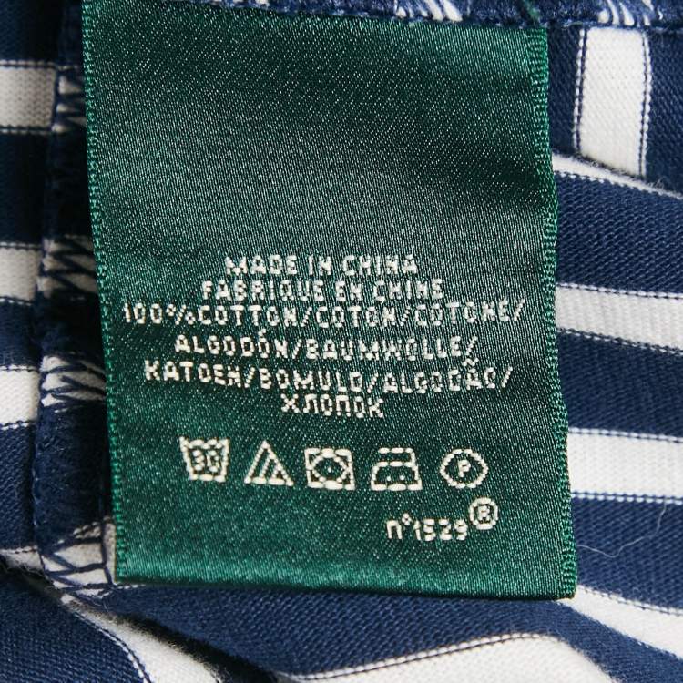 Pre Owned Lauren Ralph Lauren Navy Blue Stripe Cotton Knit  Jacket XS