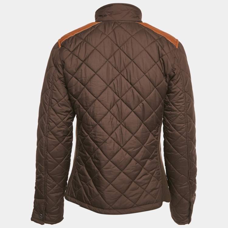Pre Owned Lauren Ralph Lauren Brown Synthetic Quilted Jacket XS