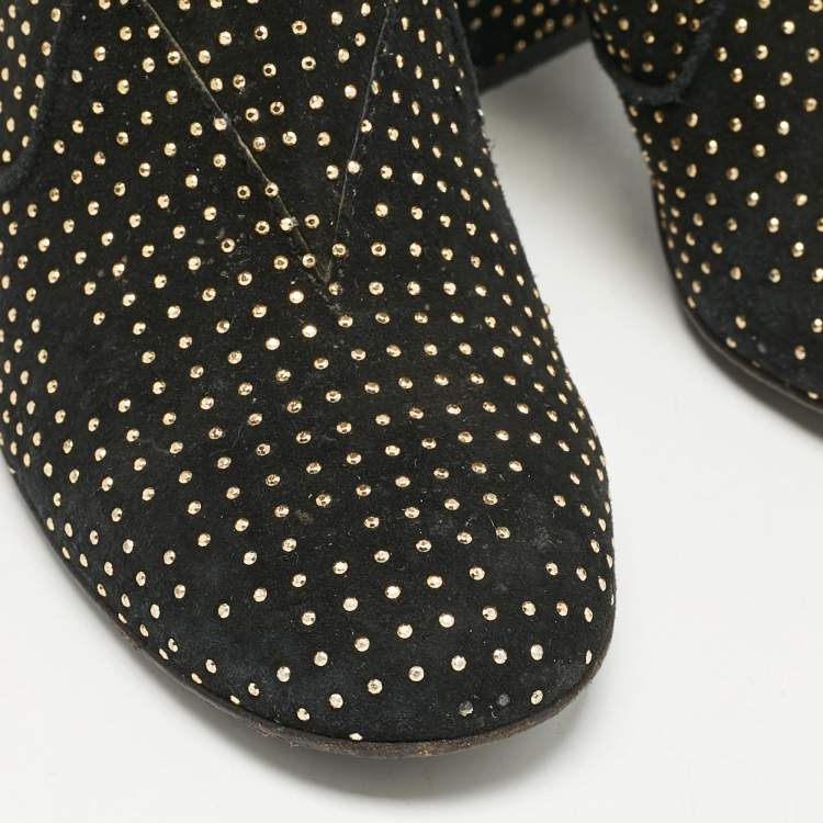 Pre Owned Laurence Dacade Black Suede Pete Studded Ankle Boots Size 39