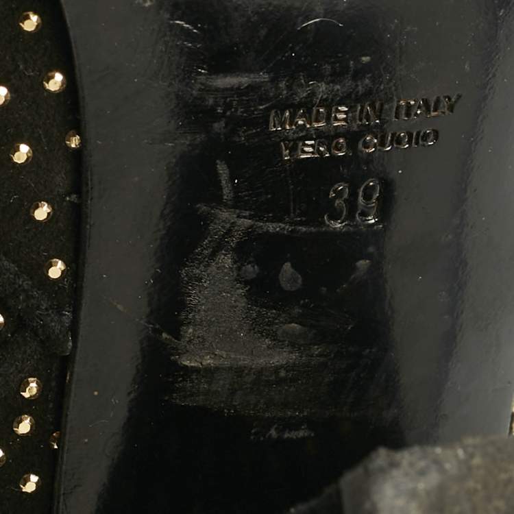 Pre Owned Laurence Dacade Black Suede Pete Studded Ankle Boots Size 39