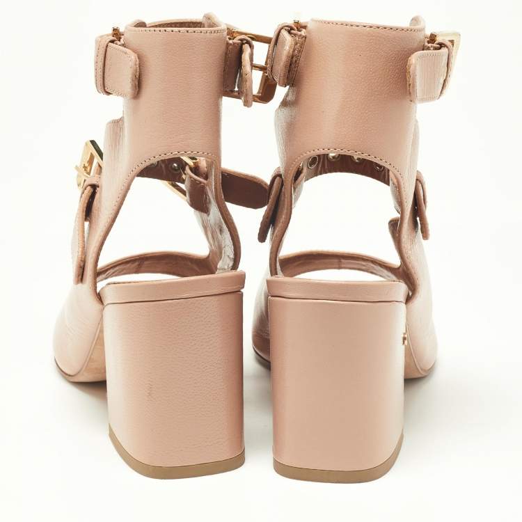 Pre Owned Laurence Dacade Beige Leather Stappy Open Toe Sandals Size 38.5