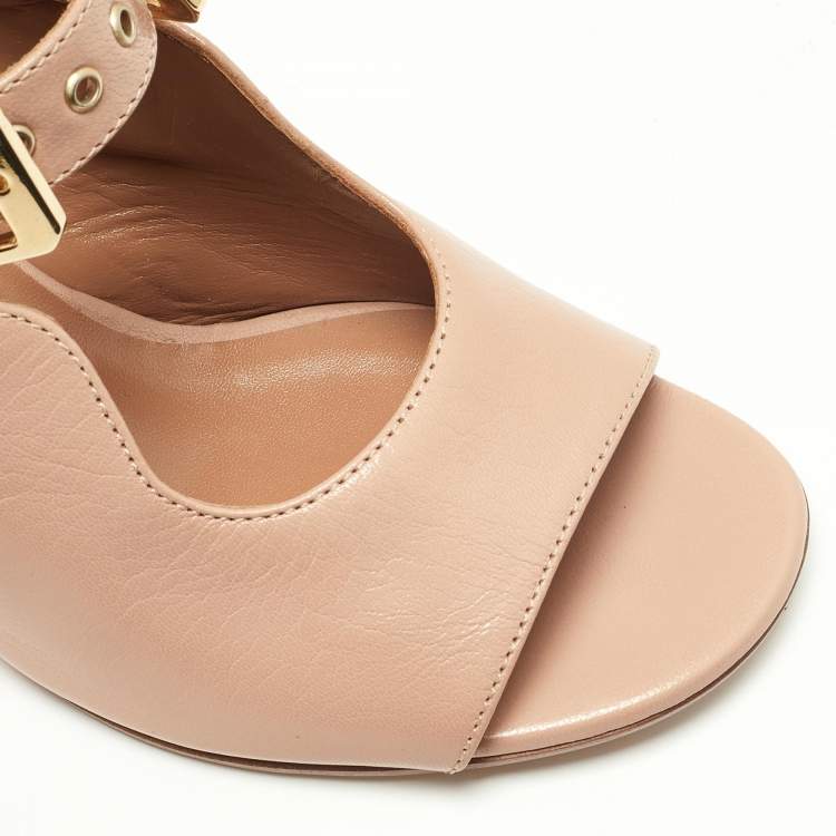 Pre Owned Laurence Dacade Beige Leather Stappy Open Toe Sandals Size 38.5