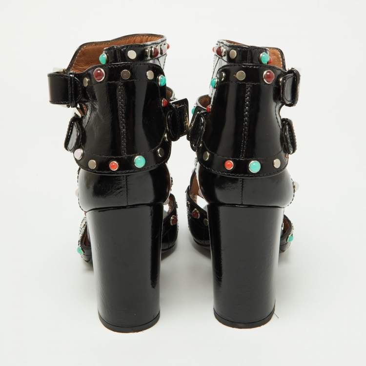Pre Owned Laurence Dacade Black Patent Leather Stappy Open Toe Sandals Size 40