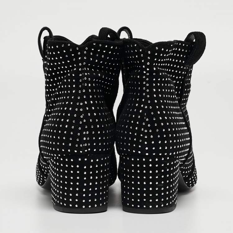 مملوكة مسبقًا Laurence Dacade Black Suede Pete Studded Ankle Boots Size 39.5