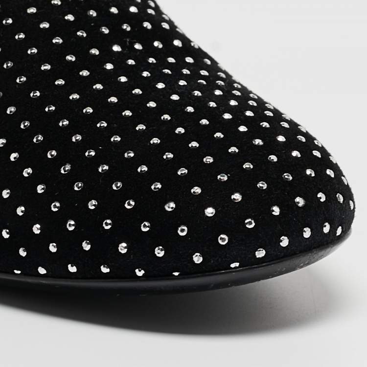 مملوكة مسبقًا Laurence Dacade Black Suede Pete Studded Ankle Boots Size 39.5