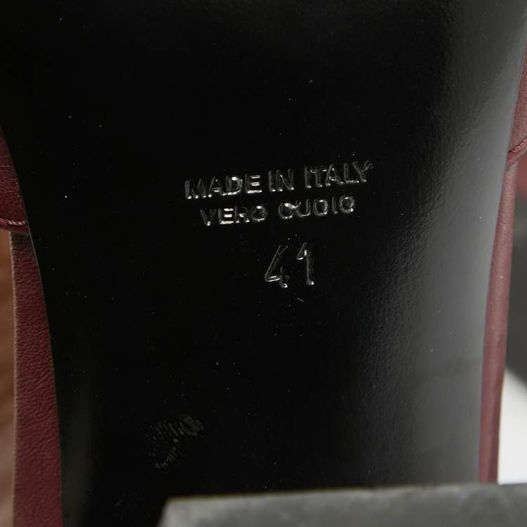 Pre Owned Laurence Dacade Burgundy Leather Embroidered Sandals Size 41