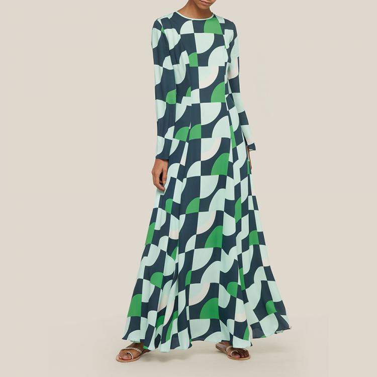 Pre Owned LAYEUR Green Wharton Fit and Flare Maxi Dress FR 44