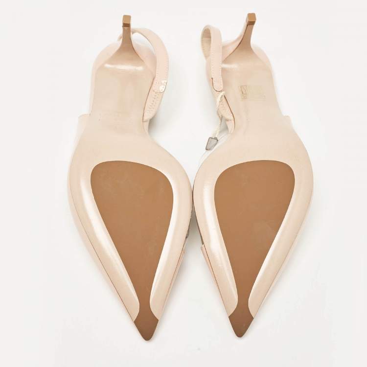 Pre Owned Le Silla Pink Patent Leather and PVC Slingback Pumps Size 39