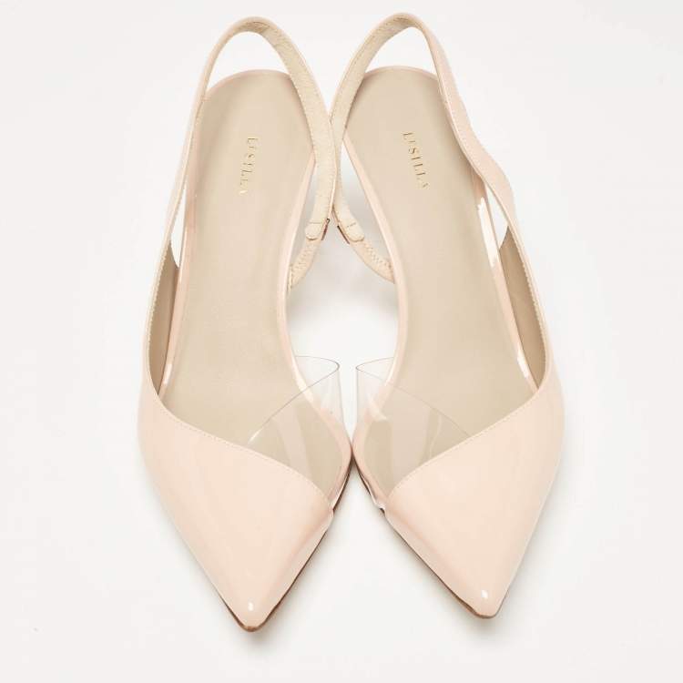 Pre Owned Le Silla Pink Patent Leather and PVC Slingback Pumps Size 39