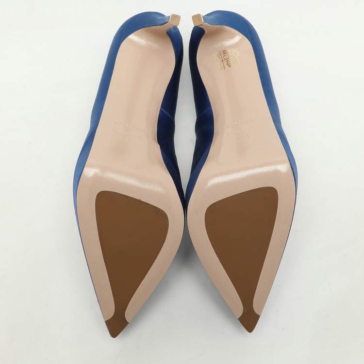 Pre Owned Le Silla Blue Satin Uma Platform Pumps Size 38
