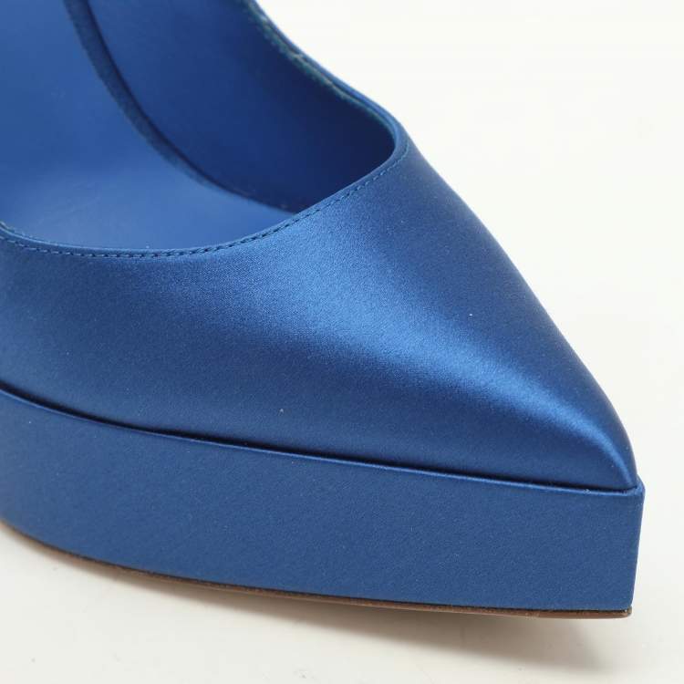 Pre Owned Le Silla Blue Satin Uma Platform Pumps Size 38