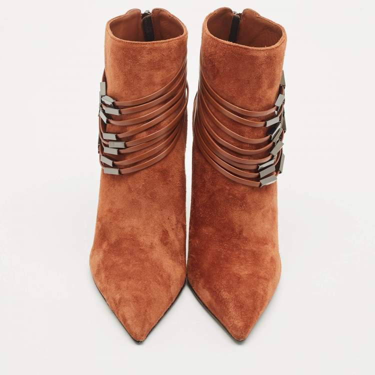 Pre Owned Le Silla Brown Leather and Suede Ankle Booties Size 37
