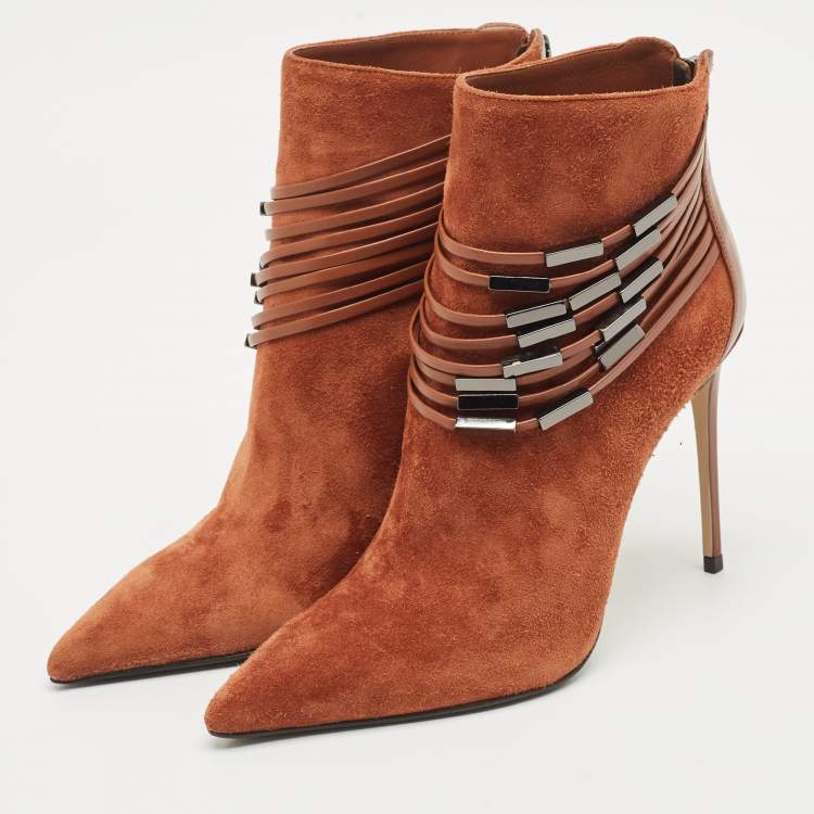 Pre Owned Le Silla Brown Leather and Suede Ankle Booties Size 37